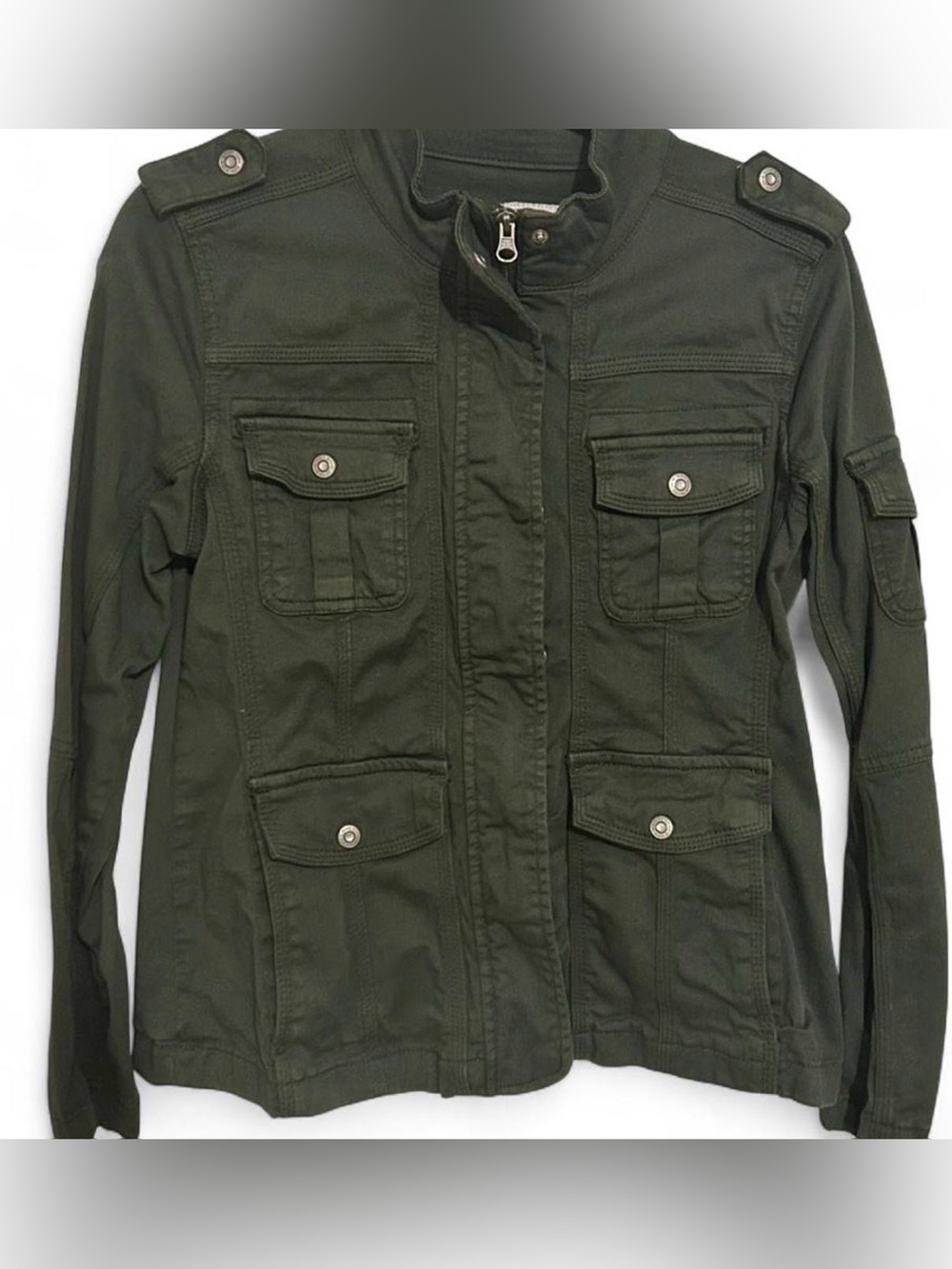 NWOT Kensie Olive Green Utility Jacket with Button Flap Pockets